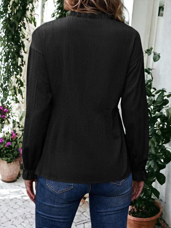 Anna Kaci Ruffle Neck Darted Blouse