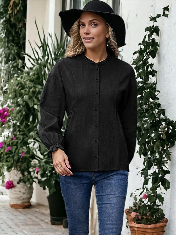 Anna Kaci Ruffle Neck Darted Blouse