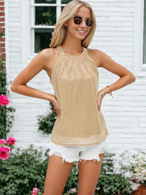 Anna Kaci Sequin Camisole Party Vest Shirt