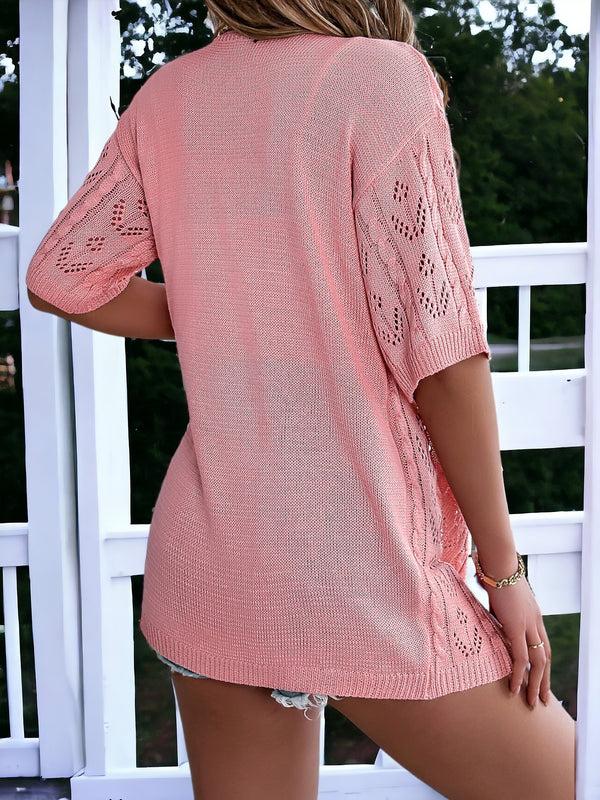 Anna Kaci Short-Sleeved Knitted Cardigan