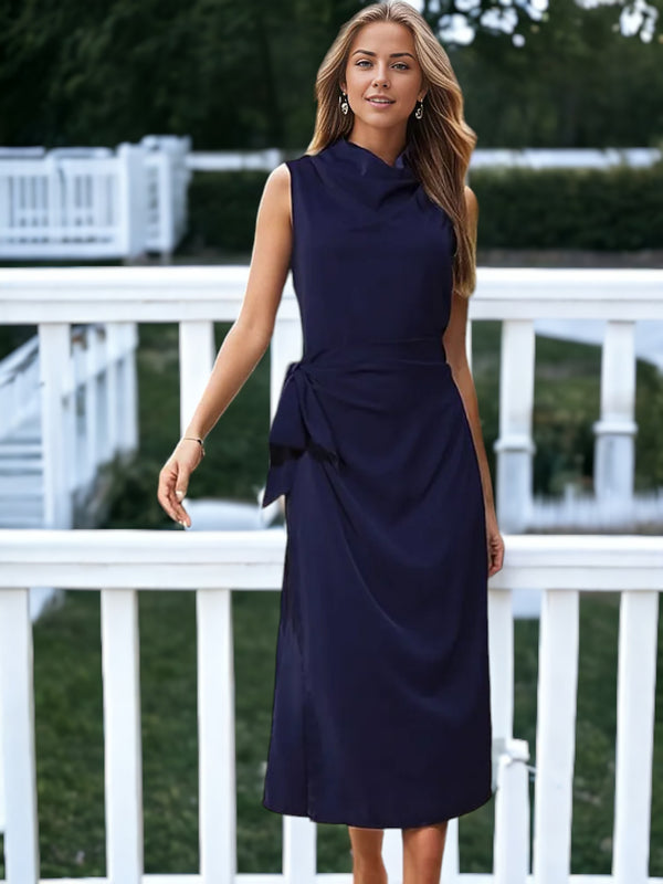 Anna Kaci Sleeveless Fit Flare Tie Dress