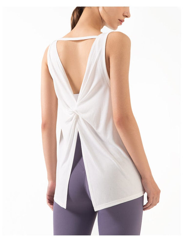 Anna Kaci Sleeveless Open Back Split Twist Tank