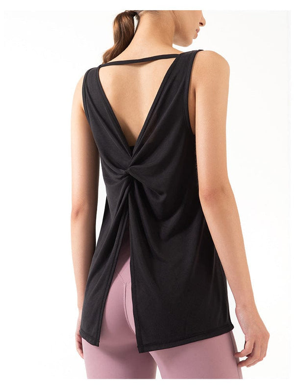 Anna Kaci Sleeveless Open Back Split Twist Tank