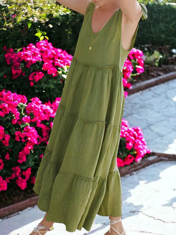 Anna Kaci Sleeveless Ruffle Long Dress For Women