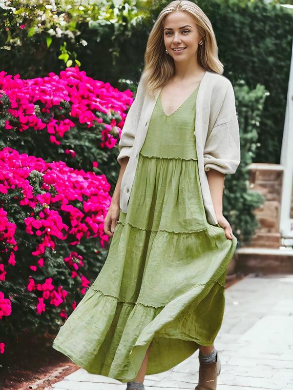 anna kaci Sleeveless Ruffle Long Dress For Women