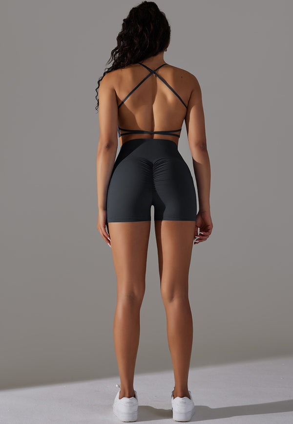 Anna Kaci Solid Color Backless Activewear Set