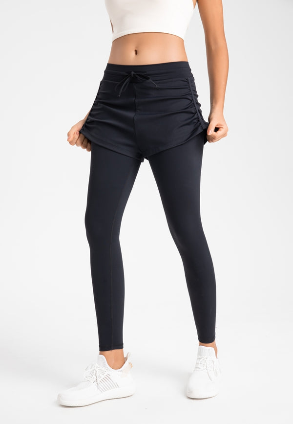 Anna Kaci Solid Color Layered Leggings