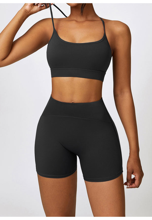 Anna Kaci Solid Color Y-Back Activewear Sports Bra