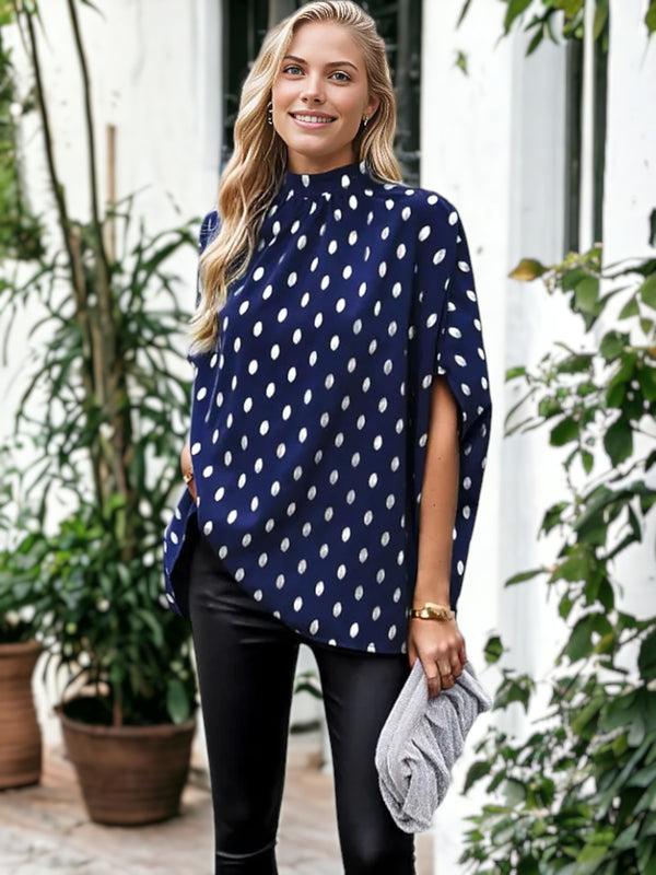 Anna Kaci Spotted Print Dolman Sleeve Blouse