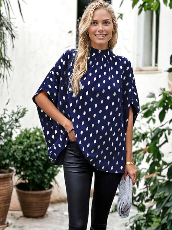 anna kaci Spotted Print Dolman Sleeve Blouse