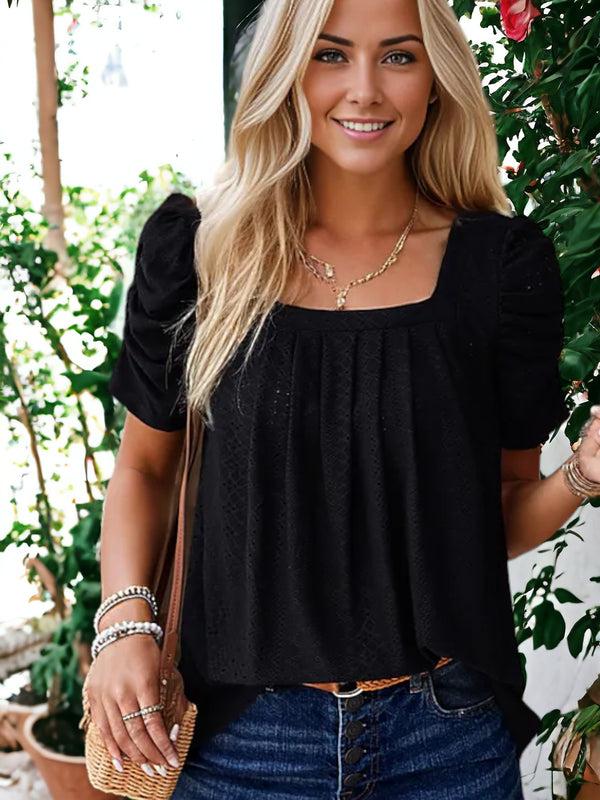 Anna Kaci Square Collared Shirt Top