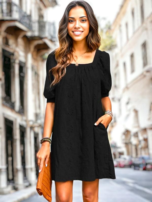 Anna Kaci Square Neck Eyelet Dress