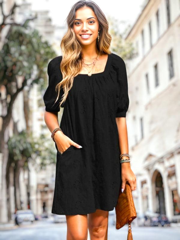 Anna Kaci Square Neck Eyelet Dress