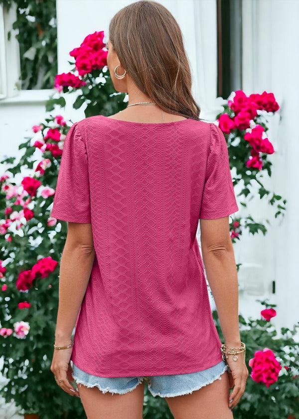 Anna Kaci Square Neck Eyelet Top