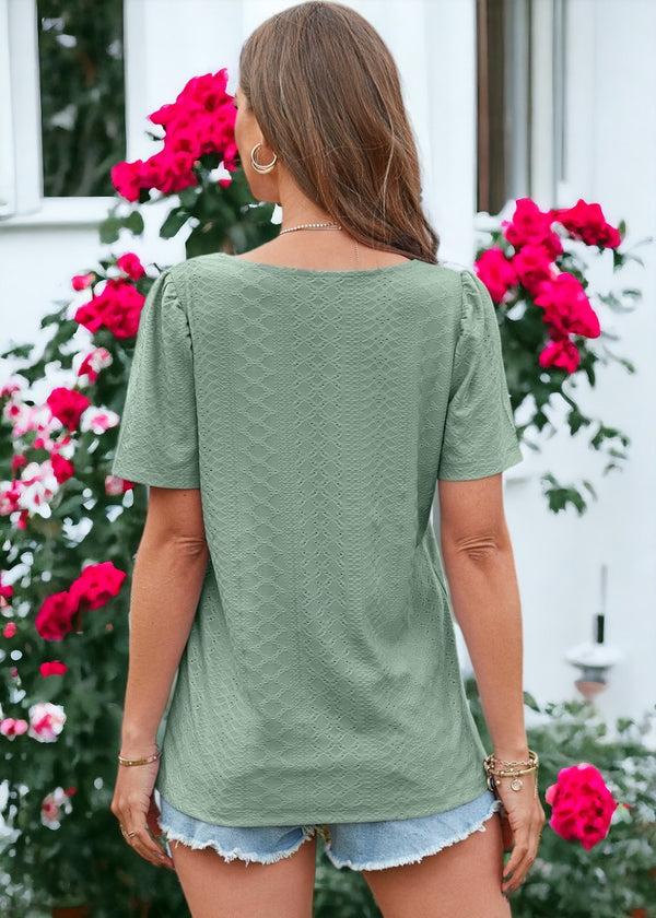 Anna Kaci Square Neck Eyelet Top