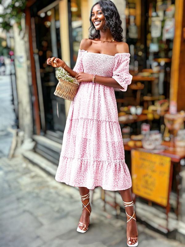 Anna Kaci Square Neck Leopard Print Tiered Dress