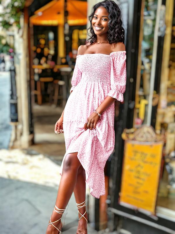 Anna Kaci Square Neck Leopard Print Tiered Dress