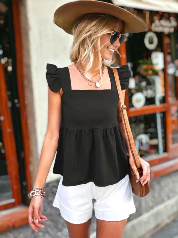 Anna Kaci Square Neck Peplum Top