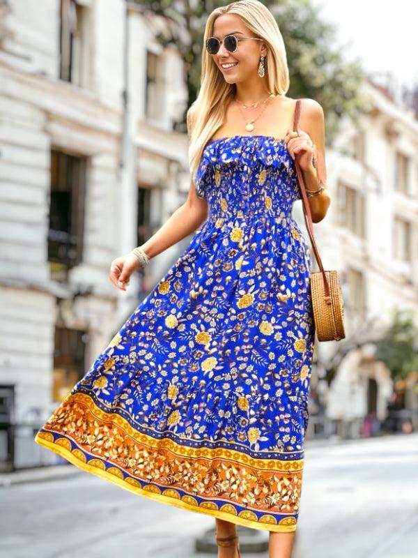 Anna Kaci Strapless Ruffle Floral Print Dress