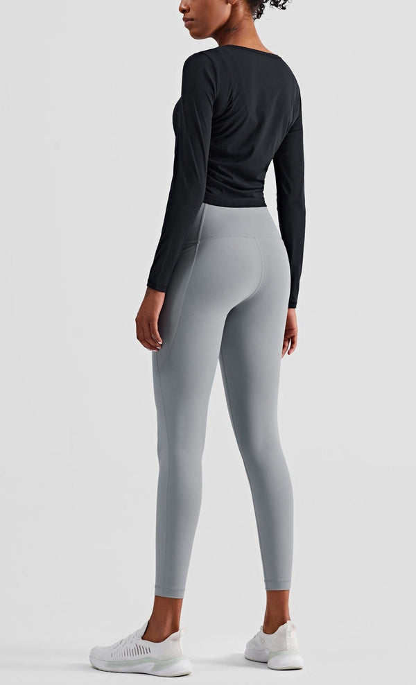 Anna Kaci Stretchy Ruched Long Sleeve Active Shirt