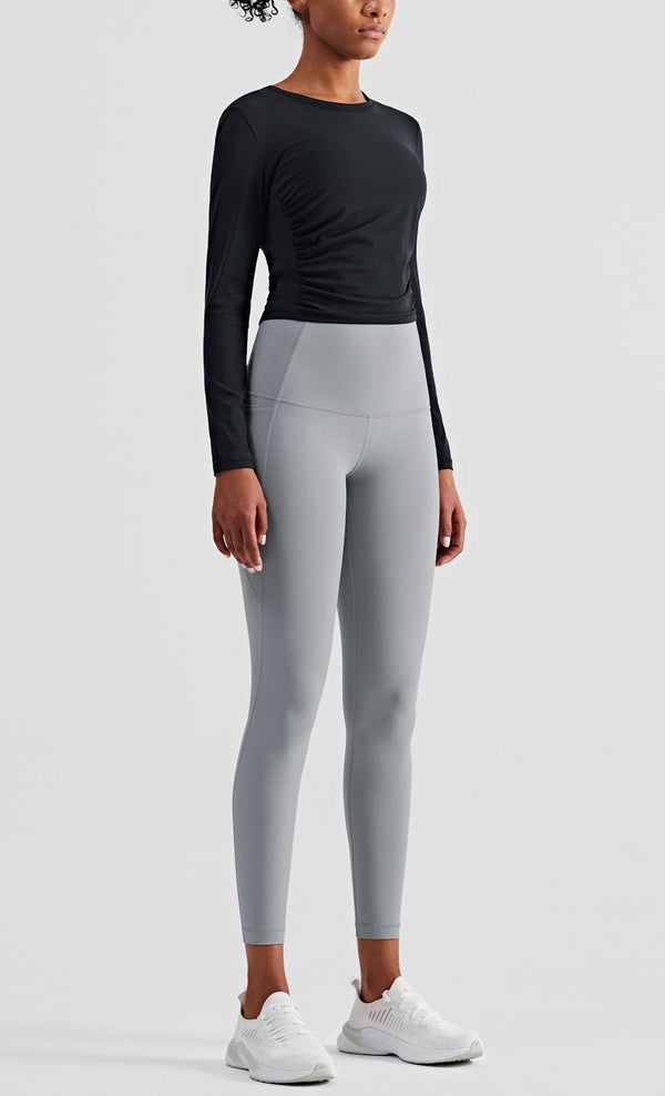 anna kaci Stretchy Ruched Long Sleeve Active Shirt