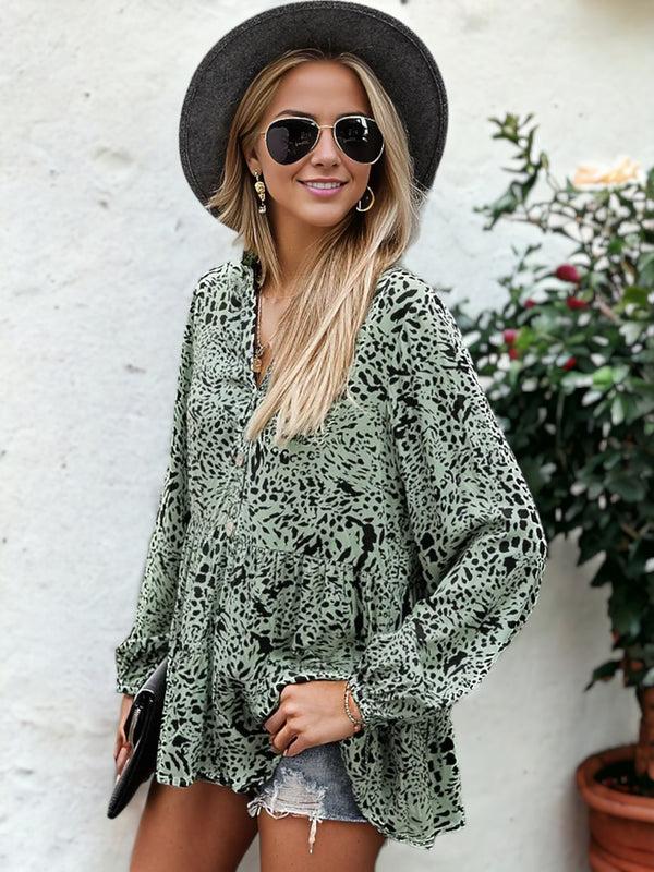 Anna Kaci Summer Print Button Blouse