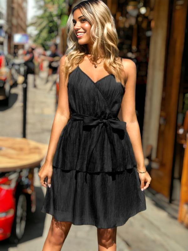 Anna Kaci Surplice Neck Textured Tiered Dress