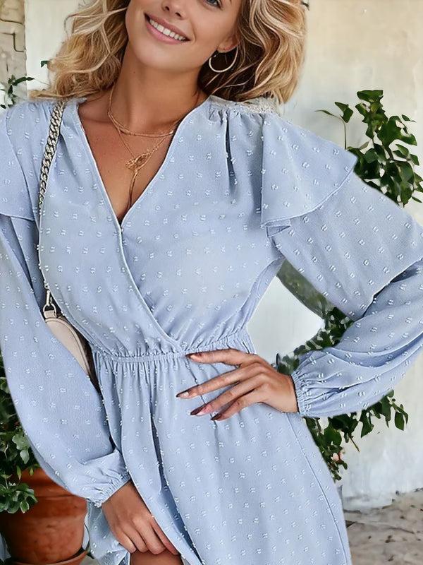 Anna Kaci Surplice Swiss Dot Light Dress