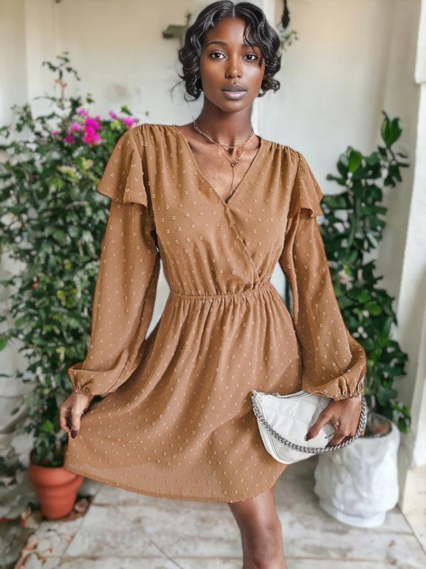 Anna Kaci Surplice Swiss Dot Light Dress