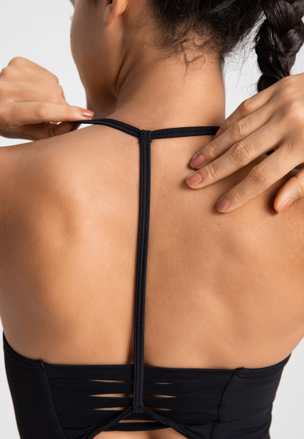 Anna Kaci T-Back Cutout Detail Sports Bra