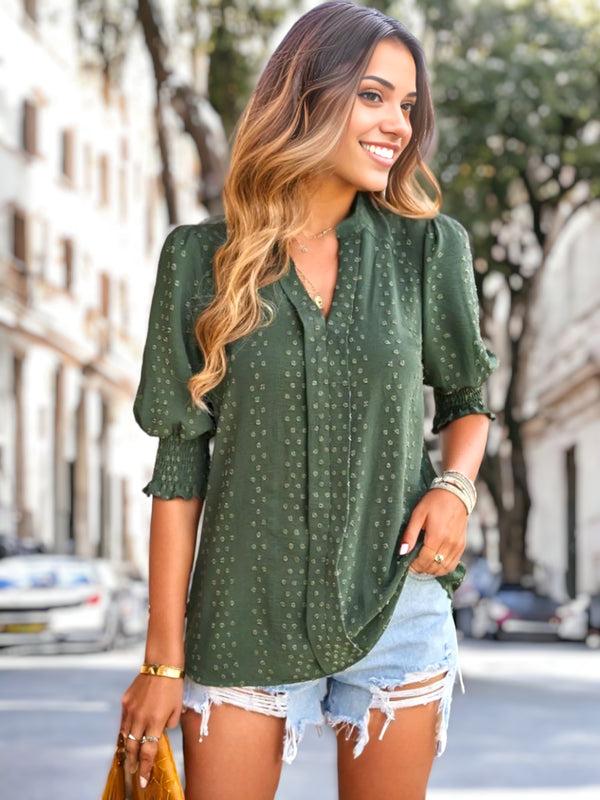 Anna Kaci Textured Flat Collar Blouse