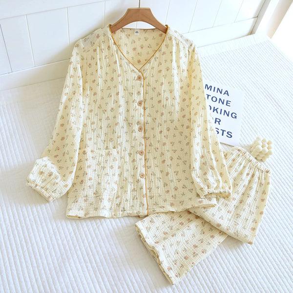 Anna Kaci Textured Floral Print Pajama Coordinates