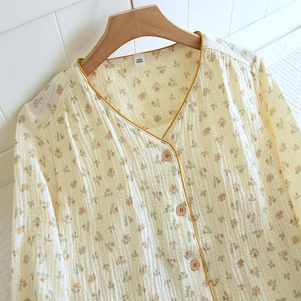 Anna Kaci Textured Floral Print Pajama Coordinates