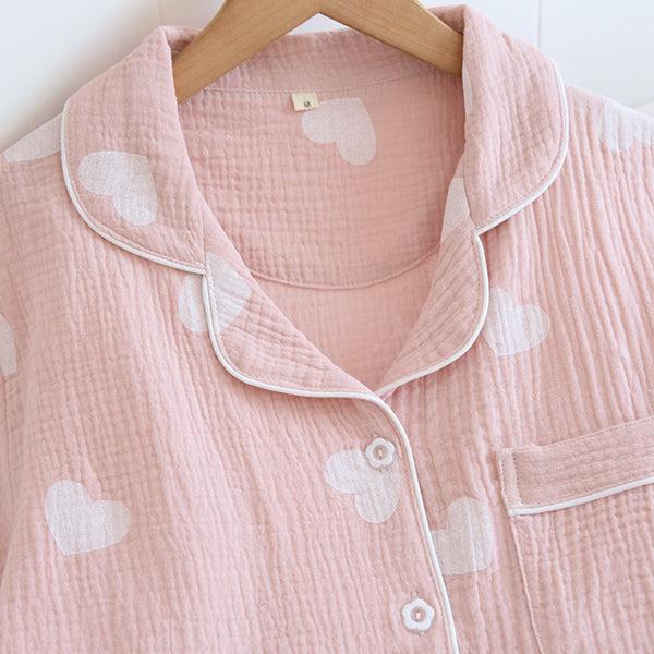 Anna Kaci Textured Heart Print Pajama Coordinates