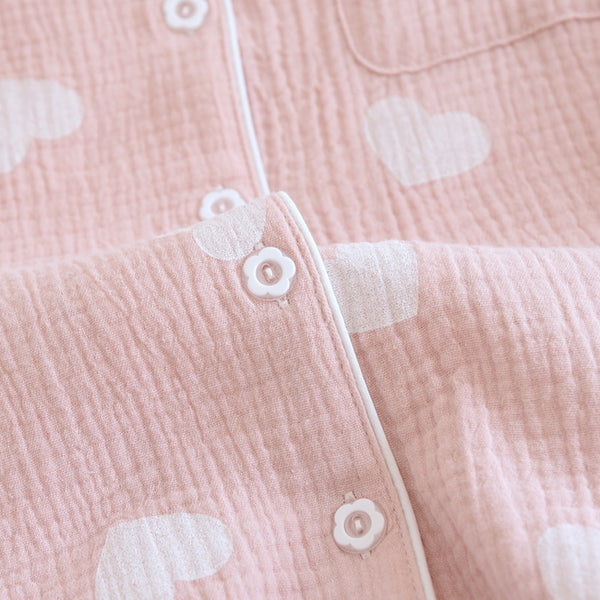 Anna Kaci Textured Heart Print Pajama Coordinates
