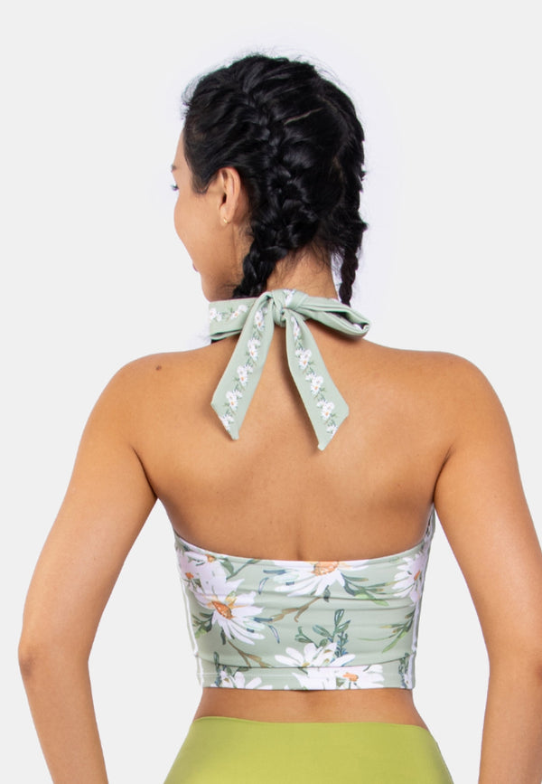 Anna Kaci Tie Neck Floral Sports Top