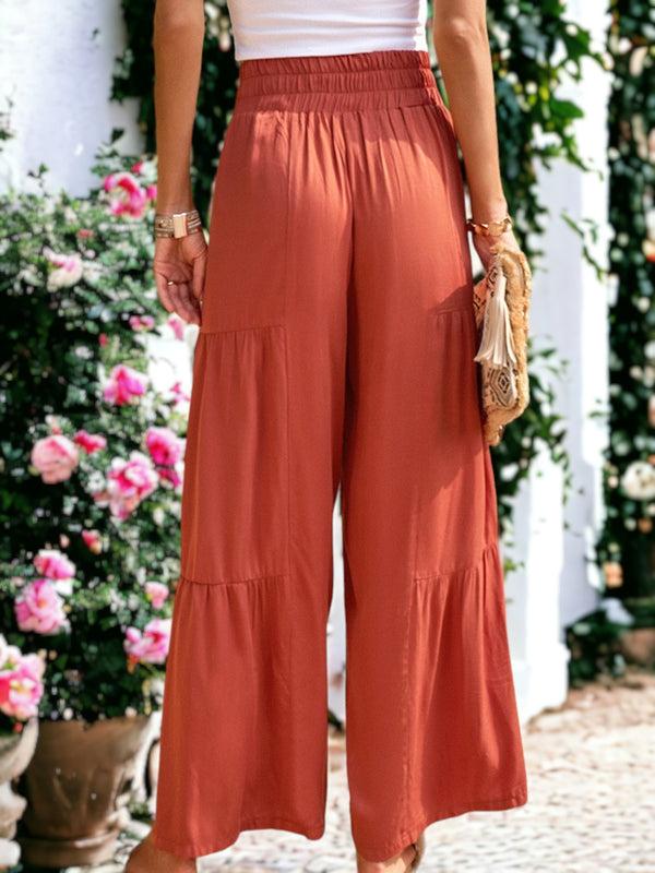 Anna Kaci Tie Waist Tiered Wide Leg Pants