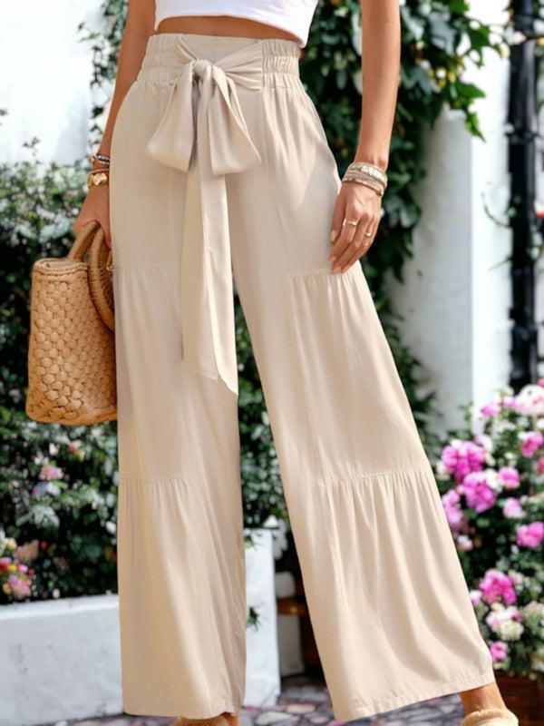 Anna Kaci Tie Waist Tiered Wide Leg Pants