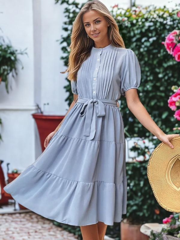 anna kaci Tie Waisted Puff Sleeved Ruffle Dress