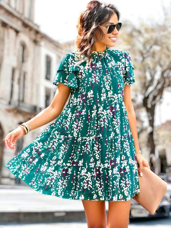 Anna Kaci Tiered Short Sleeve Shift Dress