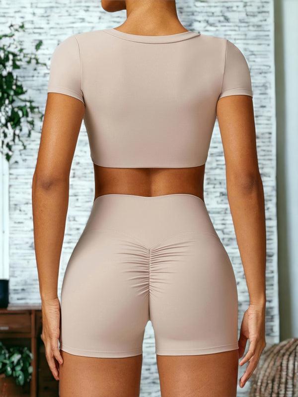 Anna Kaci Tight-Fitting Short-Sleeved Yoga Clothes