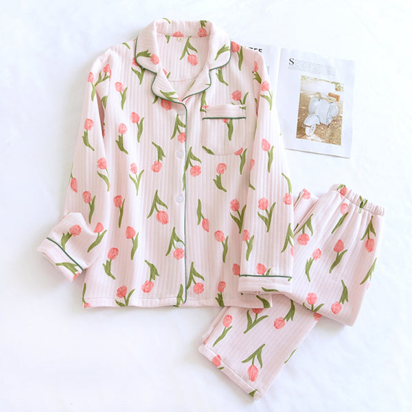 anna kaci Tulip Print Textured Pajama Coordinates