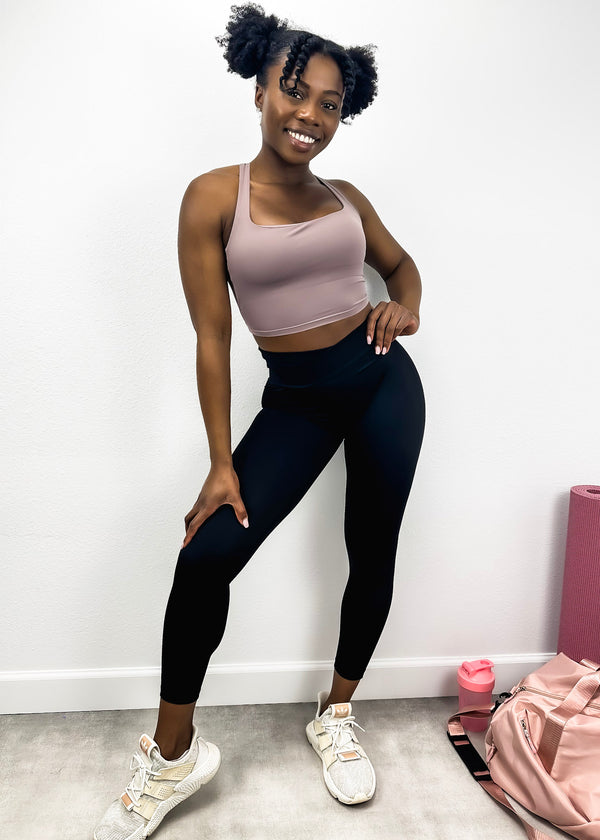 Anna Kaci Two Toned Cross High Waist Leggings