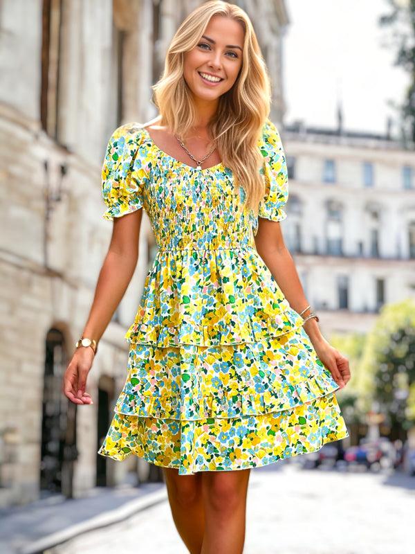 Anna Kaci V Neck Ruffle Layered Dress