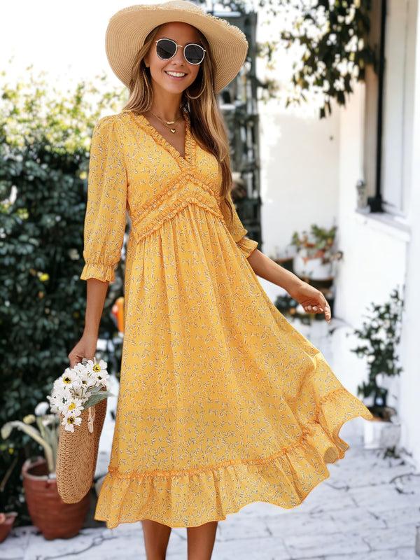 Anna Kaci V-neck Sexy Simple Printed Dress