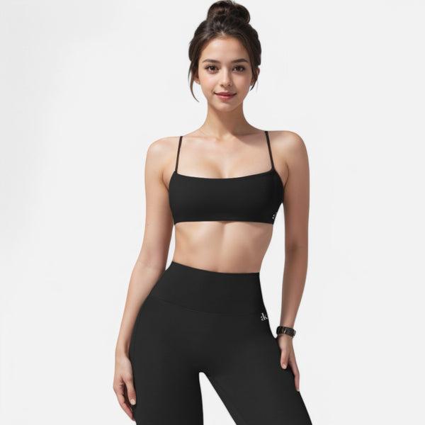 Anna Kaci Anna-Kaci Women's Asymmetrical Neck Sports Bra With Thin Straps