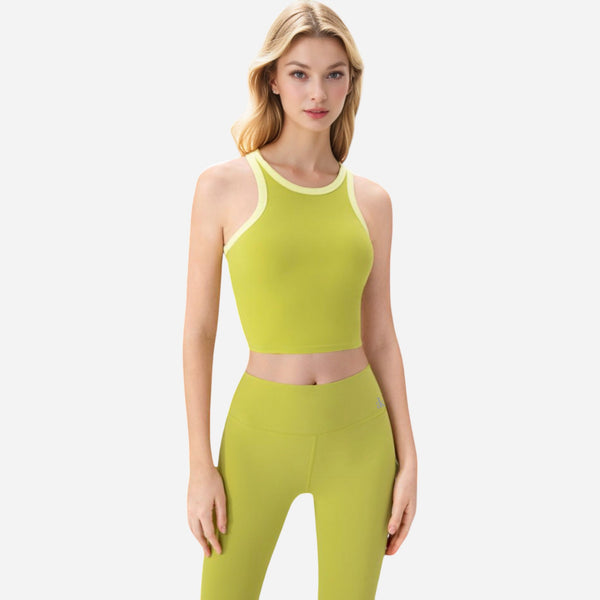 Anna Kaci Anna-Kaci Women's Contrast Trim High Neck Crop Top