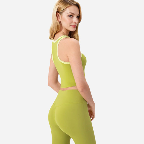 Anna Kaci Anna-Kaci Women's Contrast Trim High Neck Crop Top