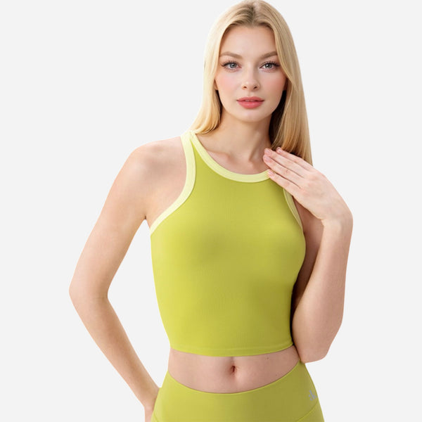 Anna Kaci Anna-Kaci Women's Contrast Trim High Neck Crop Top