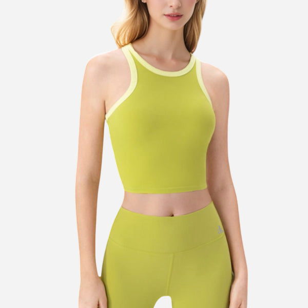 anna kaci Anna-Kaci Women's Contrast Trim High Neck Crop Top